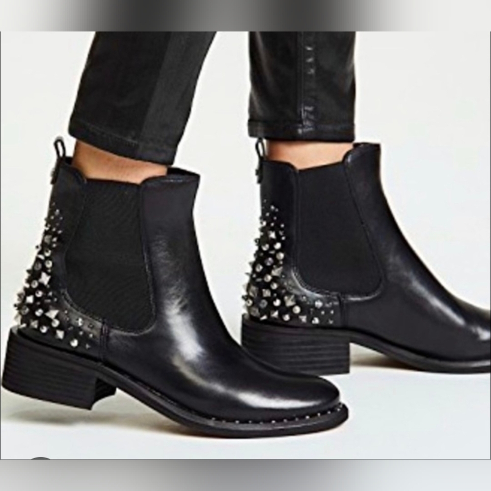 Sam Edelman Dover Embellished Leather Black Ankle Boots Women's Size 9.5M